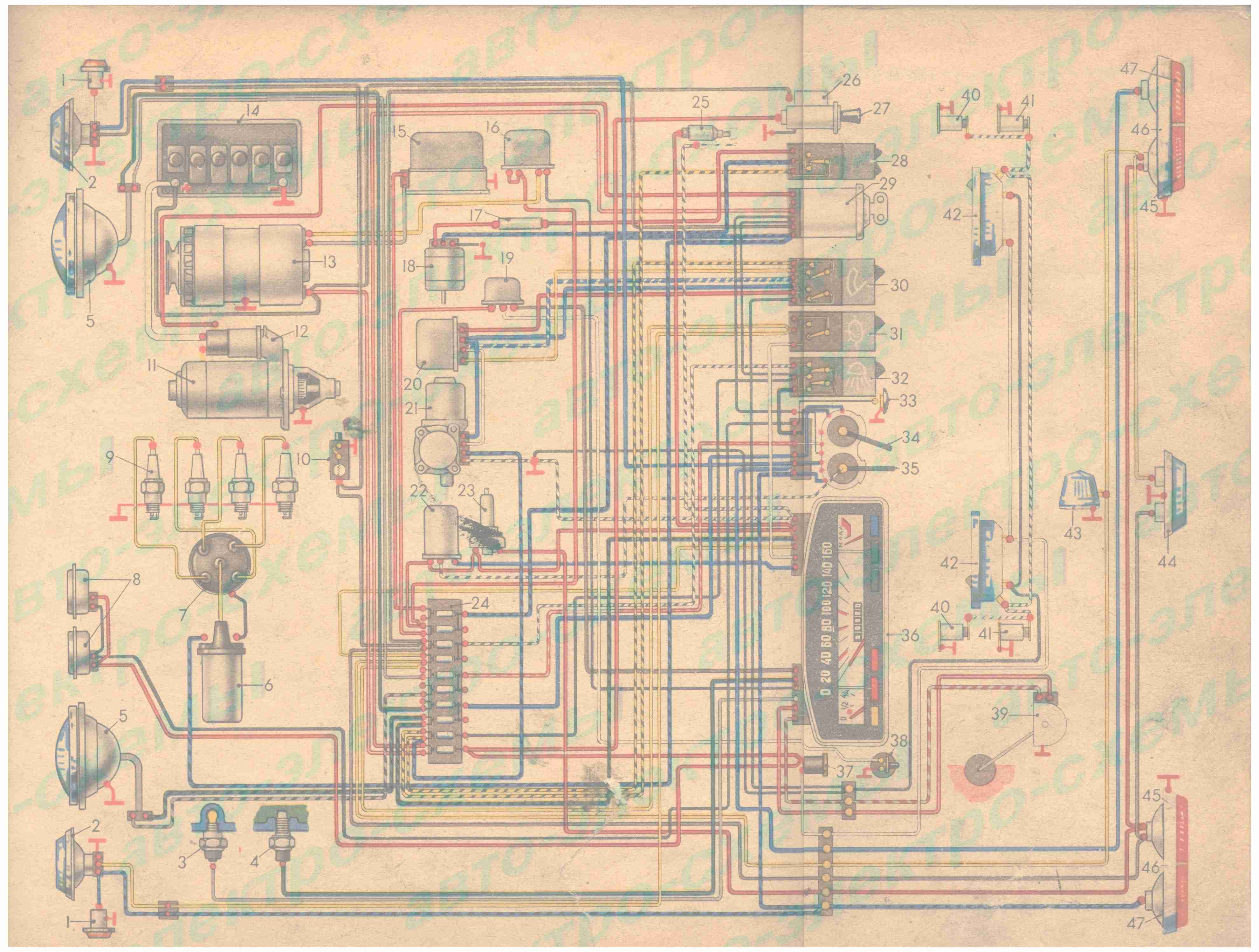 Ваз 2101 схема электрооборудования цветная с описанием