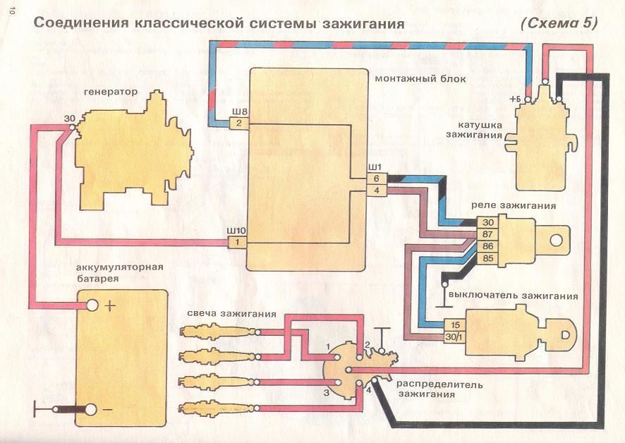 Схема подключения замка зажигания ваз 2107 карбюратор цвета проводов